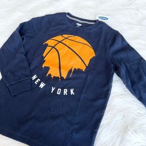 Old Navy Boys Long Sleeve Thermal Blue Shirt Basketball *NEW*